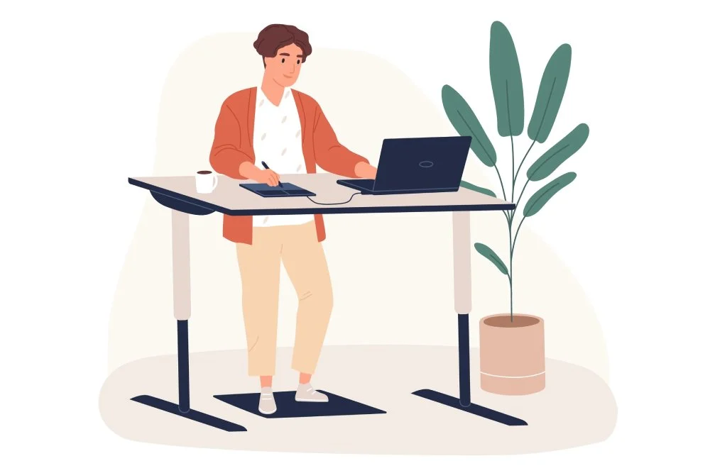 Illustration showing how prolonged sitting impacts different parts of the body